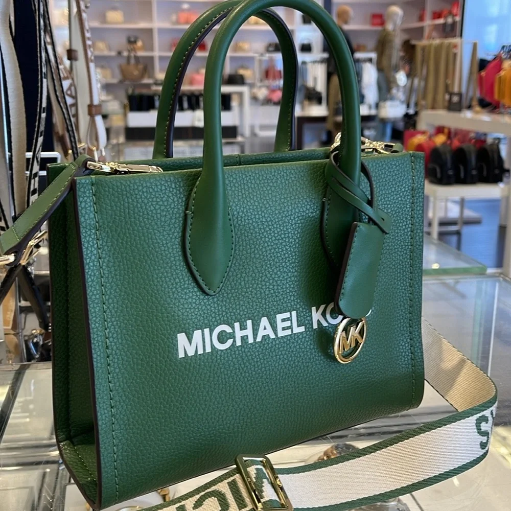 MICHAEL KORS  Mirella Small Pebbled Leather Crossbody Bag Fern Green NWT